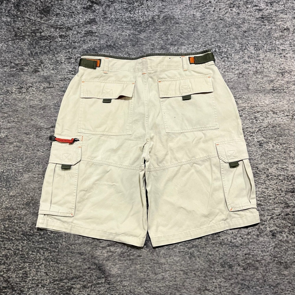 Vintage Y2K No Boundaries Cargo Shorts Mens 34 Cream Baggy Utility Skater